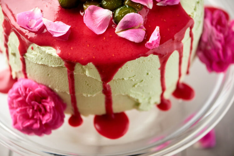 Vibrant raspberry boba lava cake