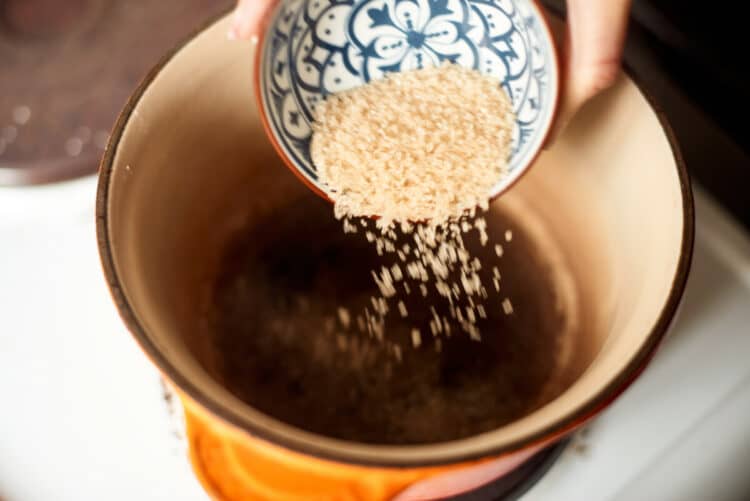 Add sugar to the boiling water to make boba pearls