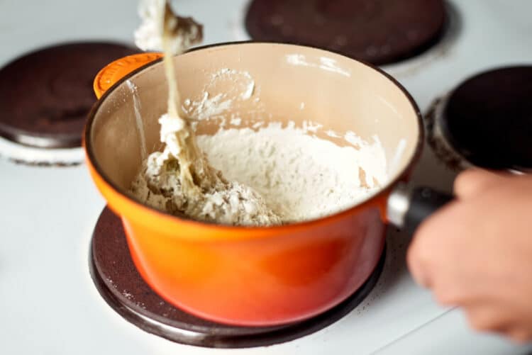 Add other 1/2 of tapioca flour to dough