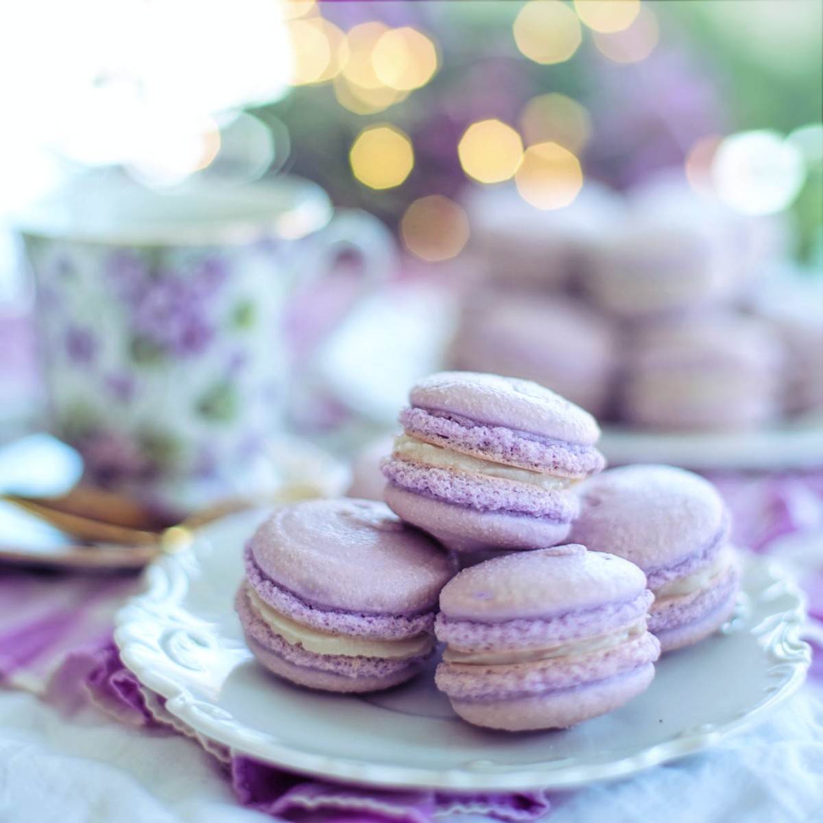 close up photo of macarons on plate